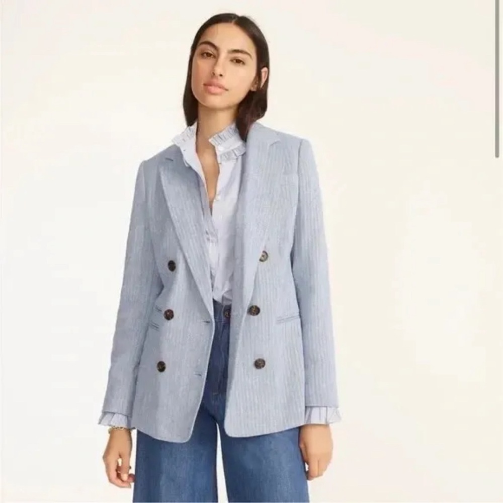 J.CREW Bristol Blue Linen Blend Blazer Size 8